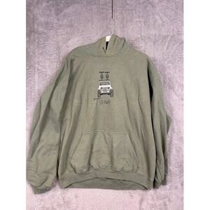 The Mountain Graphic Hoodie Jeep Mountain Bikes Go Away Green Sweatshirt Size L